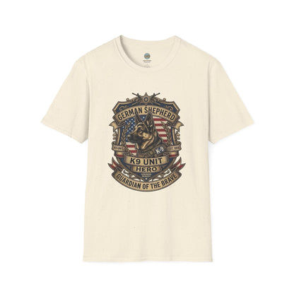 German Shepherd T-Shirt | K9 Unit Est. 1908 - Hero Police Dog Design for GSD Lovers | Gildan Softstyle 64000 Premium Tee
