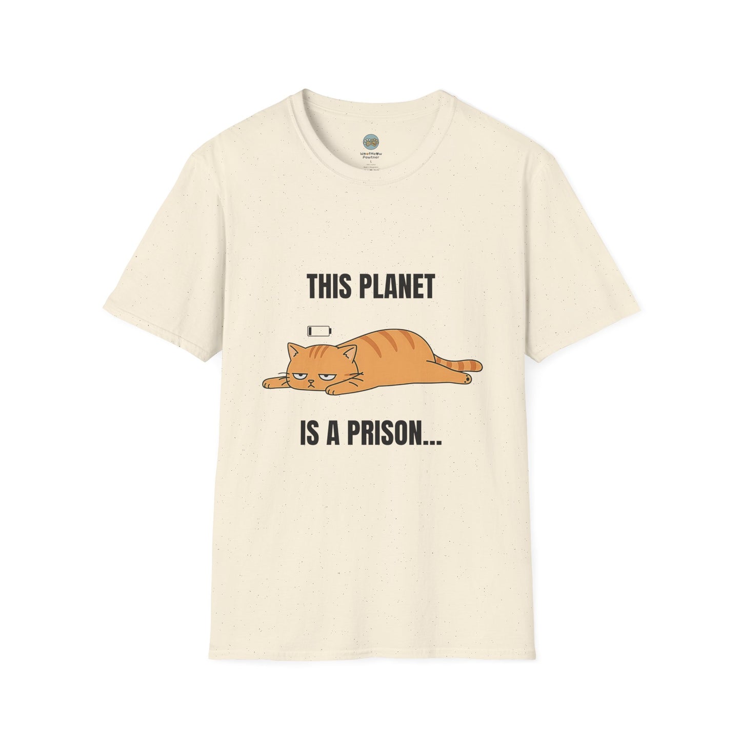 This Planet Is a Prison Orange Cat T-Shirt | Funny Existential Crisis Meme Tee | Gildan Softstyle 64000