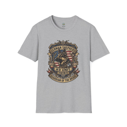 German Shepherd T-Shirt | K9 Unit Est. 1908 - Hero Police Dog Design for GSD Lovers | Gildan Softstyle 64000 Premium Tee