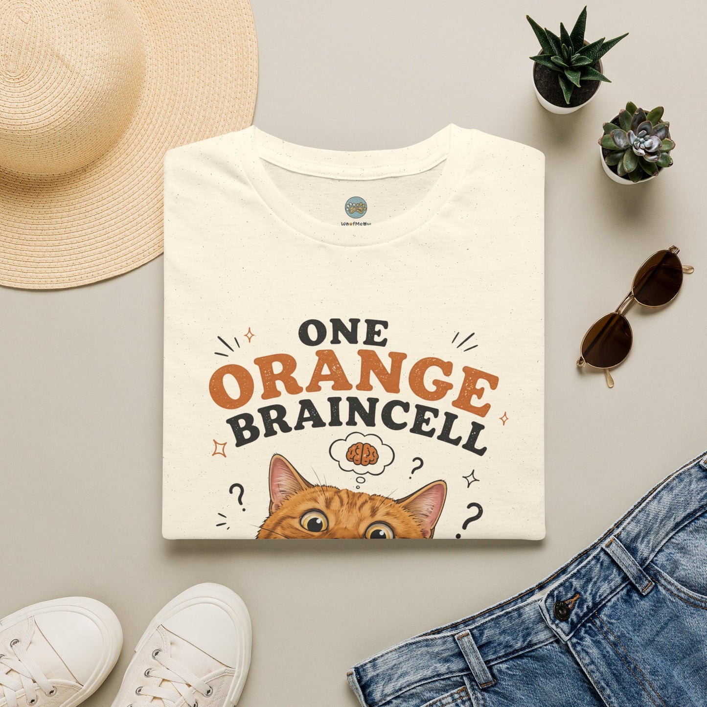 One Orange Braincell Waiting For My Turn T-Shirt | Orange Cat Meme | Gildan Softstyle 64000