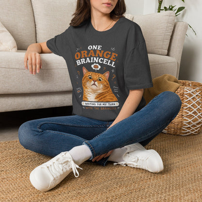 One Orange Braincell Waiting For My Turn T-Shirt | Orange Cat Meme | Gildan Softstyle 64000