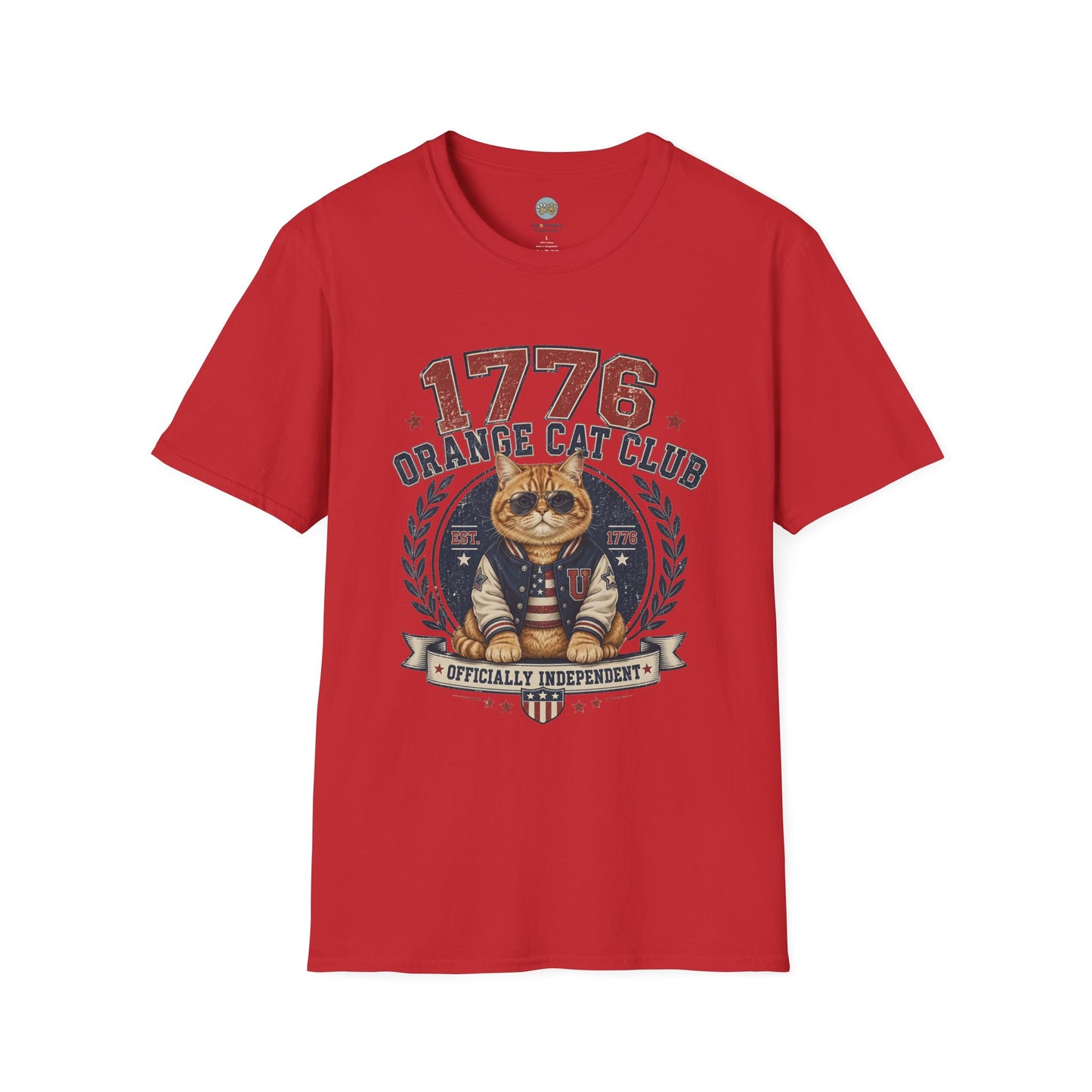 1776 Orange Cat Club T-Shirt | Officially Independent American Cat Design | Gildan Softstyle 64000