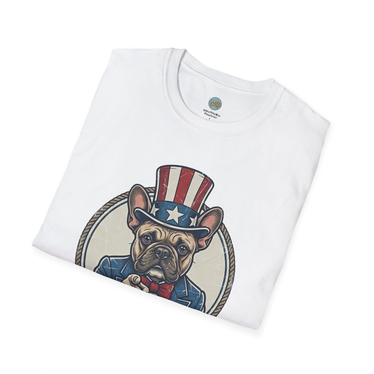 French Bulldog 4th of July Shirt | America 250 - I Want You To Celebrate Frenchie Design | Gildan Softstyle 64000