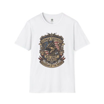 German Shepherd T-Shirt | K9 Unit Est. 1908 - Hero Police Dog Design for GSD Lovers | Gildan Softstyle 64000 Premium Tee