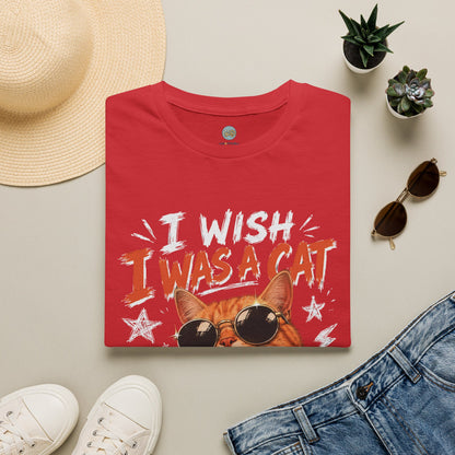 I Wish I Was A Cat T-Shirt | No Work No School Just Meow Meow | Gildan Softstyle 64000