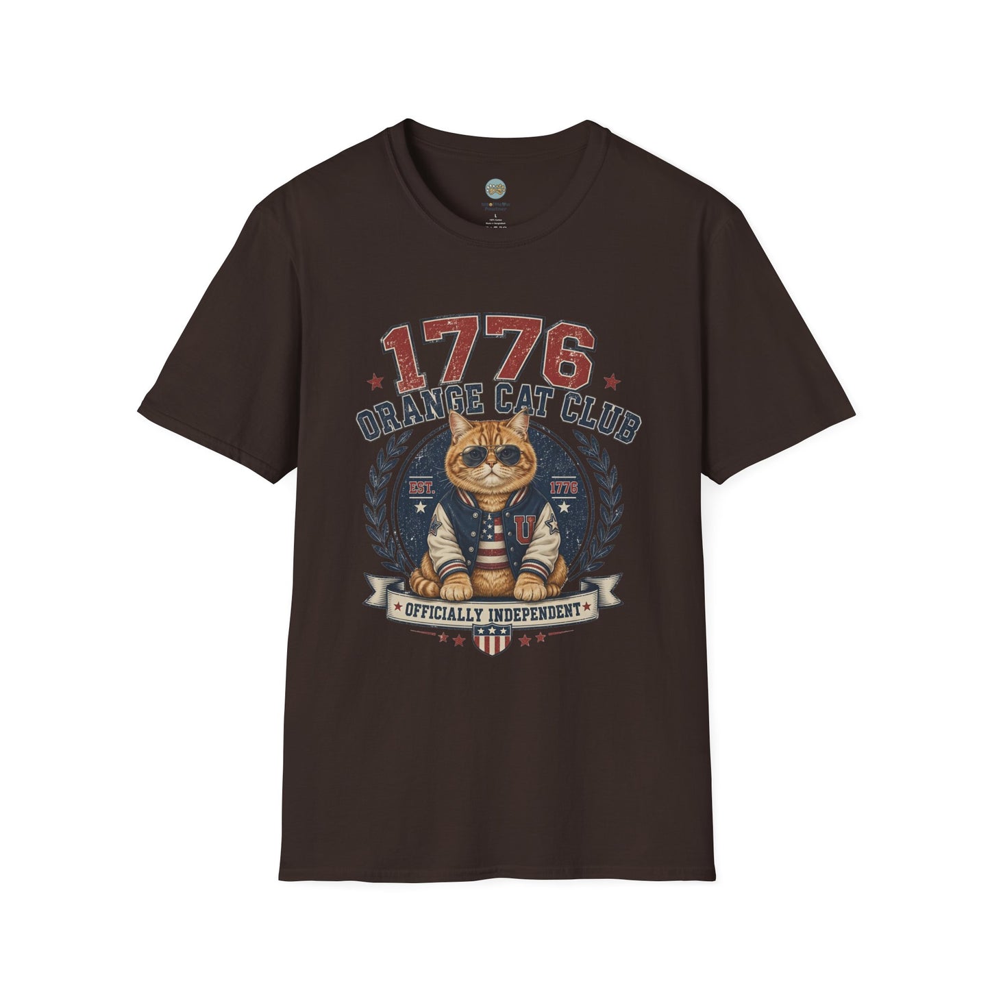 1776 Orange Cat Club T-Shirt | Officially Independent American Cat Design | Gildan Softstyle 64000
