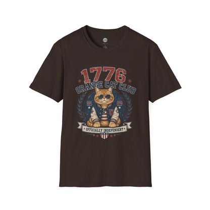 1776 Orange Cat Club T-Shirt | Officially Independent American Cat Design | Gildan Softstyle 64000