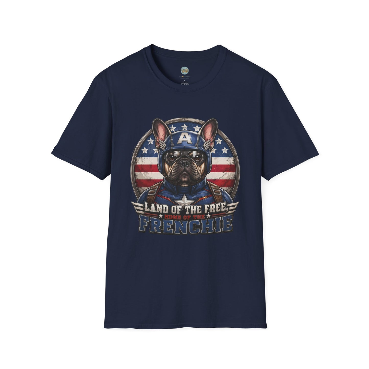 Land of the Free Home of the Frenchie T-Shirt | 4th of July French Bulldog | Gildan Softstyle 64000