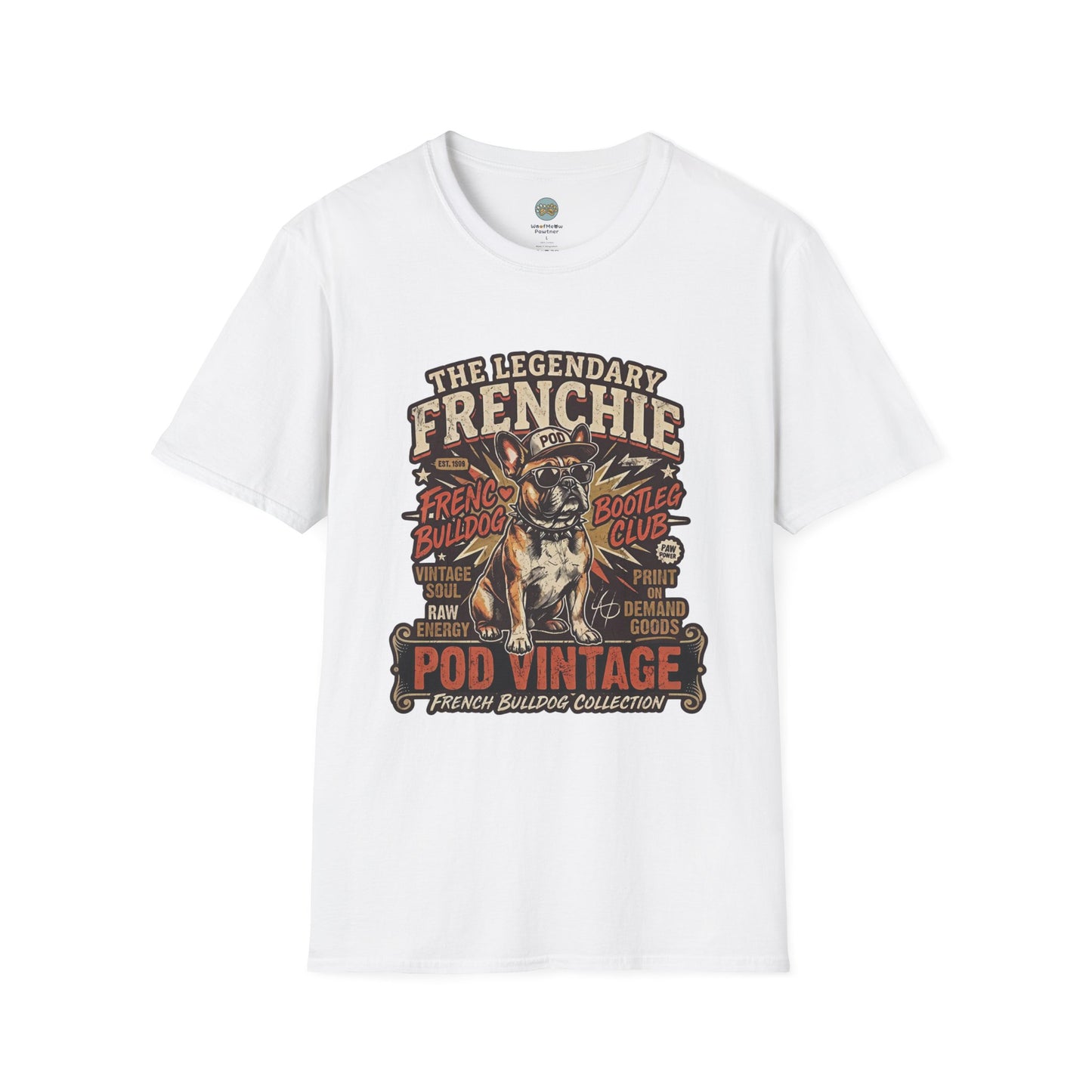 The Legendary Frenchie Vintage Bootleg T-Shirt | French Bulldog Bad to the Bone | Gildan Softstyle 64000 Premium Tee