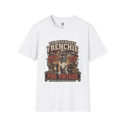 The Legendary Frenchie Vintage Bootleg T-Shirt | French Bulldog Bad to the Bone | Gildan Softstyle 64000 Premium Tee