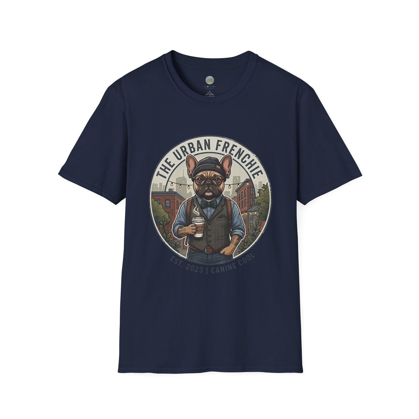The Urban Frenchie T-Shirt | French Bulldog in City Attire | Gildan Softstyle 64000 Premium Tee