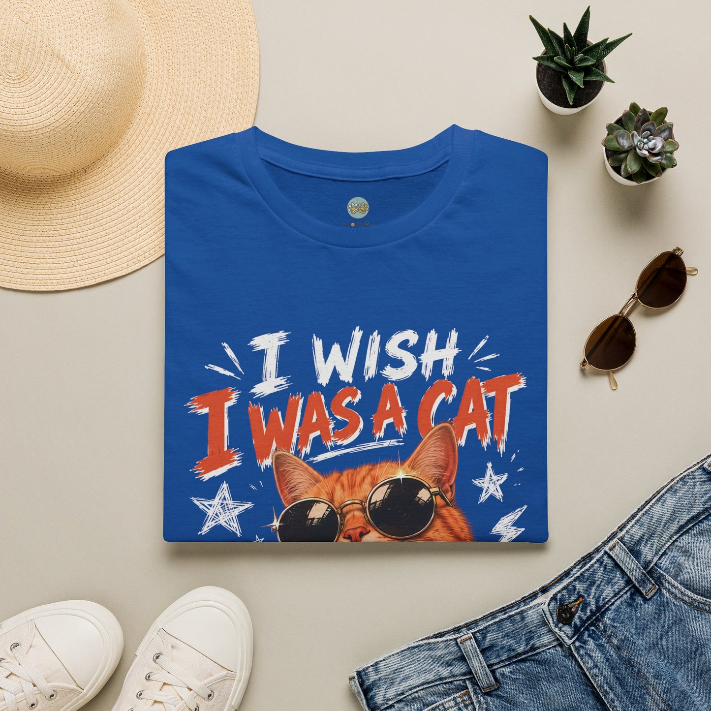 I Wish I Was A Cat T-Shirt | No Work No School Just Meow Meow | Gildan Softstyle 64000