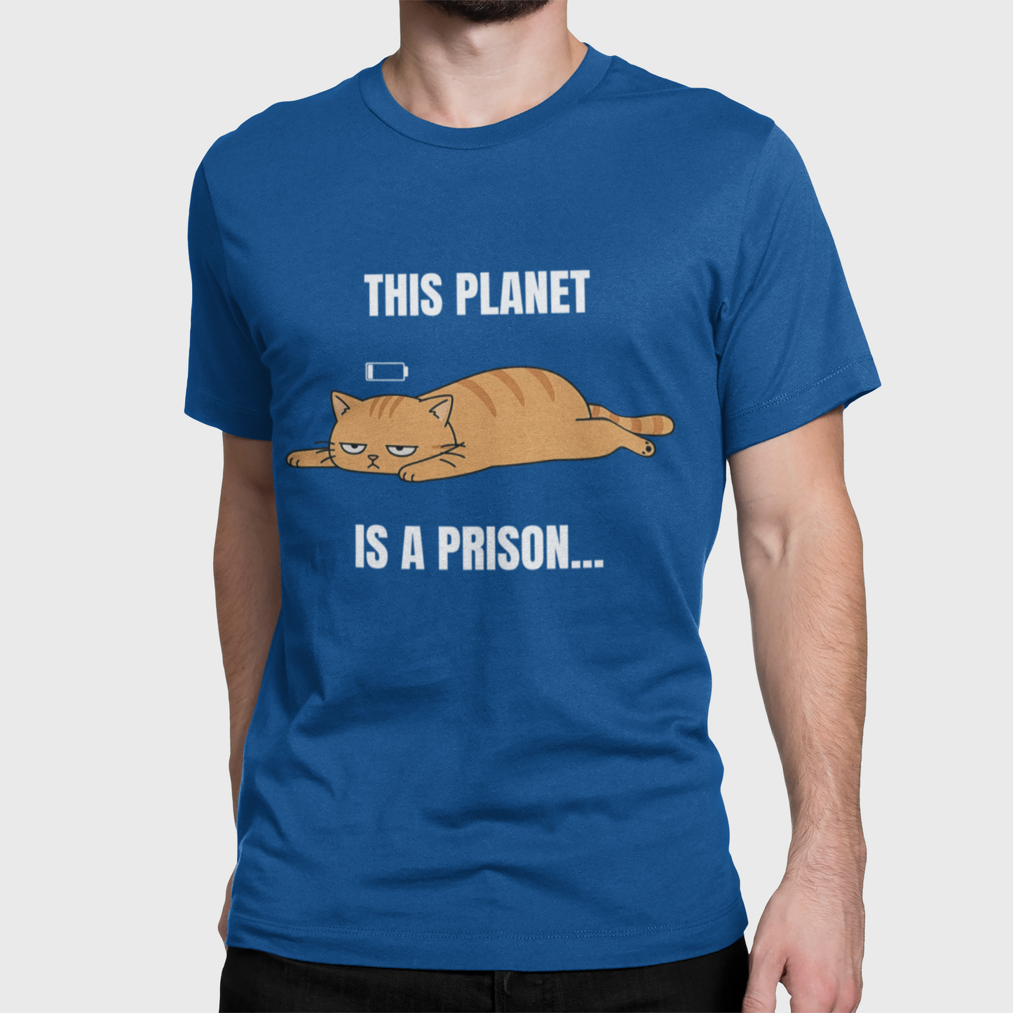This Planet Is a Prison Orange Cat T-Shirt | Funny Existential Crisis Meme Tee | Gildan Softstyle 64000