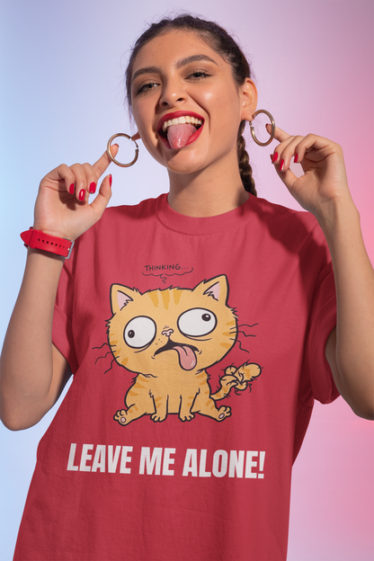 Leave Me Alone Orange Cat T-Shirt | Funny Ginger Cat Meme Slogan Tee | Gildan Softstyle 64000