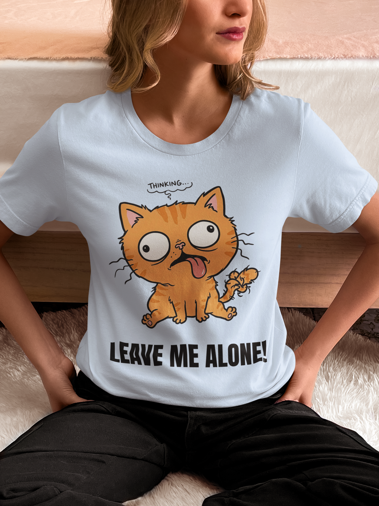 Leave Me Alone Orange Cat T-Shirt | Funny Ginger Cat Meme Slogan Tee | Gildan Softstyle 64000