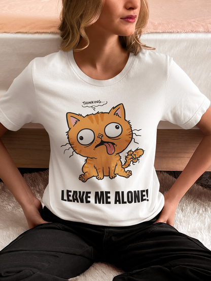 Leave Me Alone Orange Cat T-Shirt | Funny Ginger Cat Meme Slogan Tee | Gildan Softstyle 64000