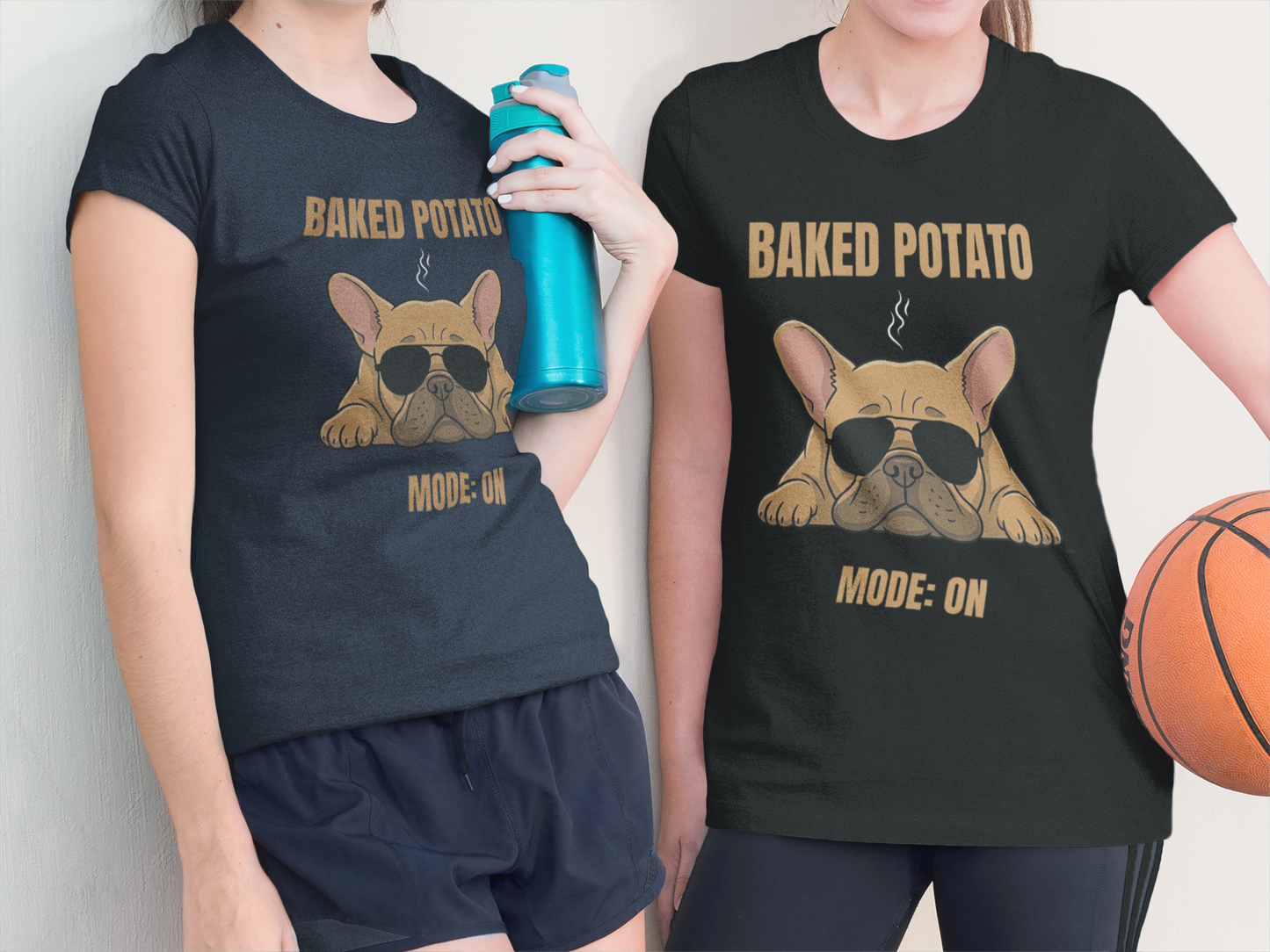 Baked Potato Mode ON French Bulldog T-Shirt | Frenchie Sunbathing Like a Potato | Gildan Softstyle 64000