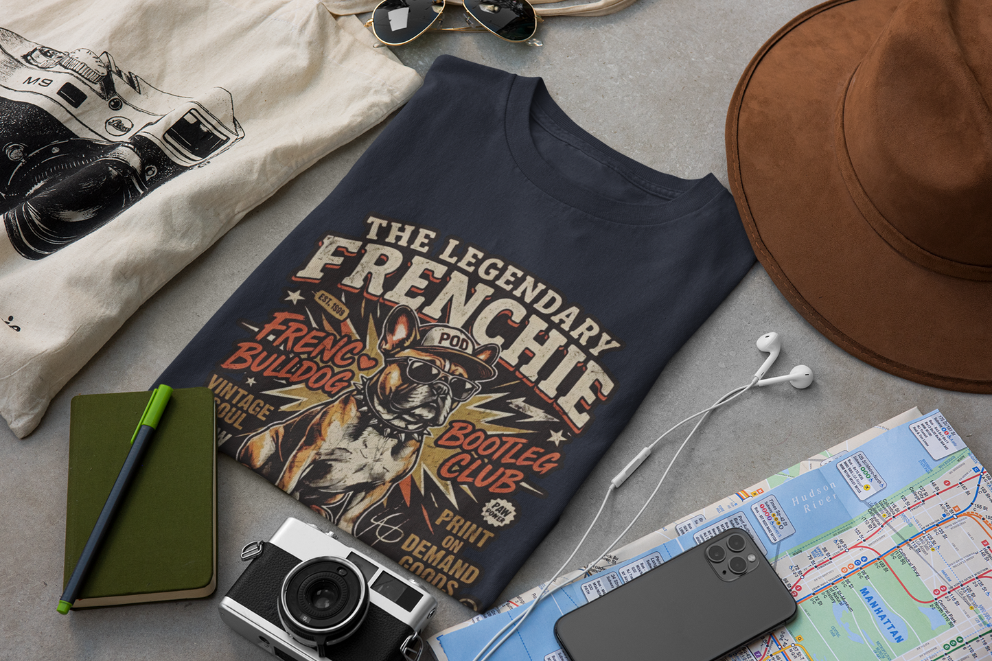 The Legendary Frenchie Vintage Bootleg T-Shirt | French Bulldog Bad to the Bone | Gildan Softstyle 64000 Premium Tee