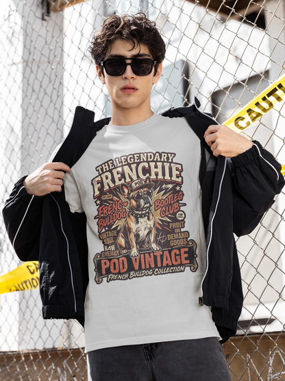 The Legendary Frenchie Vintage Bootleg T-Shirt | French Bulldog Bad to the Bone | Gildan Softstyle 64000 Premium Tee