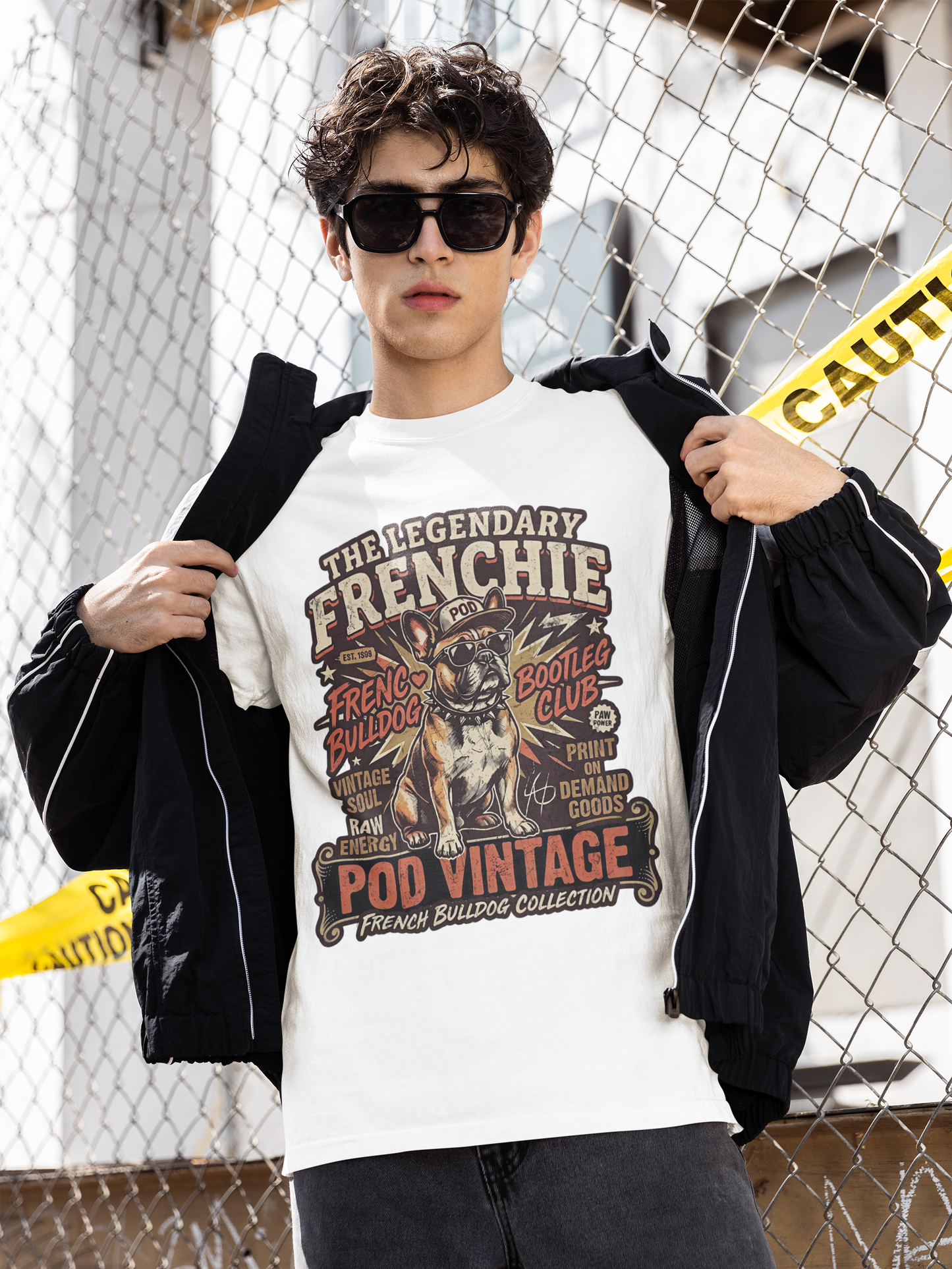The Legendary Frenchie Vintage Bootleg T-Shirt | French Bulldog Bad to the Bone | Gildan Softstyle 64000 Premium Tee