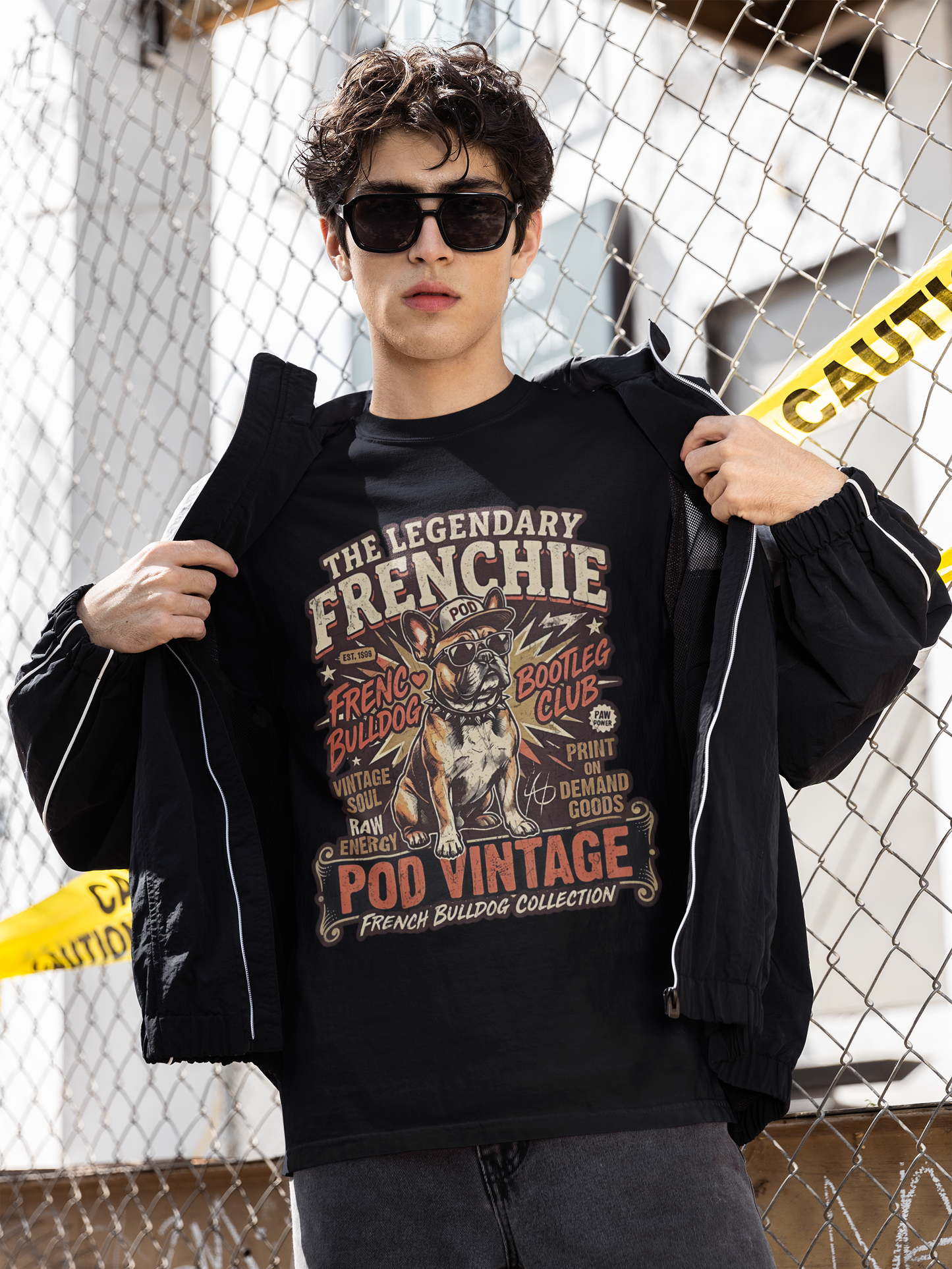 The Legendary Frenchie Vintage Bootleg T-Shirt | French Bulldog Bad to the Bone | Gildan Softstyle 64000 Premium Tee