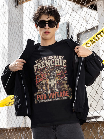 The Legendary Frenchie Vintage Bootleg T-Shirt | French Bulldog Bad to the Bone | Gildan Softstyle 64000 Premium Tee