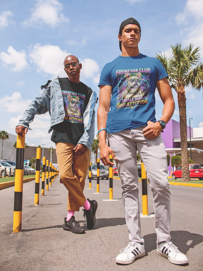 Frenchie Club T-Shirt | “Small Dog Big Attitude” Retro Neon French Bulldog Tee | Gildan Softstyle 64000 Premium Tee