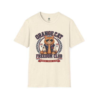 Orange Cat Freedom Club T-Shirt | One Brain Cell No Rude All Freedom | Gildan Softstyle 64000