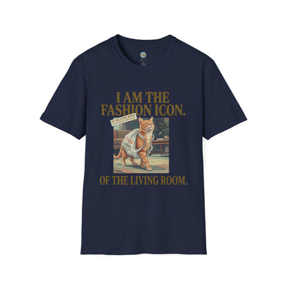 I Am The Fashion Icon Of The Living Room T-Shirt | Orange Cat in Plastic Bag | Gildan Softstyle 64000