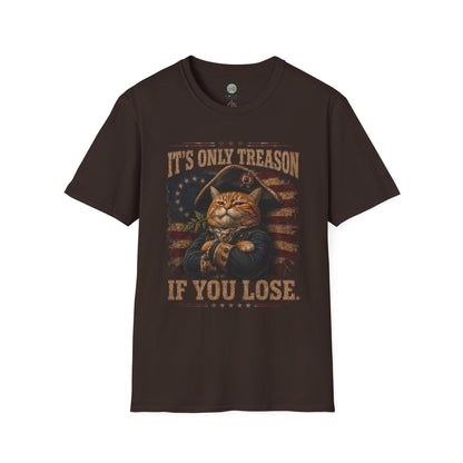 It's Only Treason If You Lose 4th of July T-Shirt | Orange Cat Revolutionary Design | Gildan Softstyle 64000