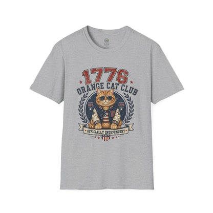 1776 Orange Cat Club T-Shirt | Officially Independent American Cat Design | Gildan Softstyle 64000