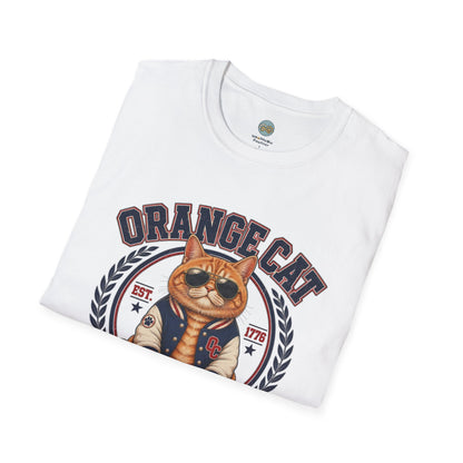 Orange Cat Freedom Club T-Shirt | One Brain Cell No Rude All Freedom | Gildan Softstyle 64000
