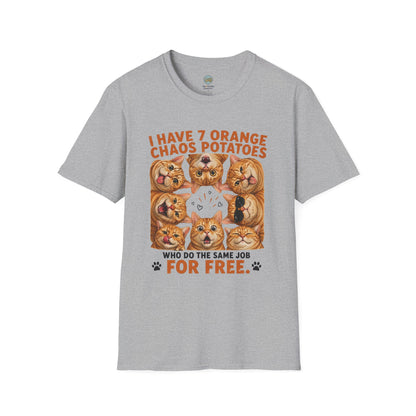 I Have 7 Orange Chaos Potatoes T-Shirt | Orange Cat Squad | Gildan Softstyle 64000
