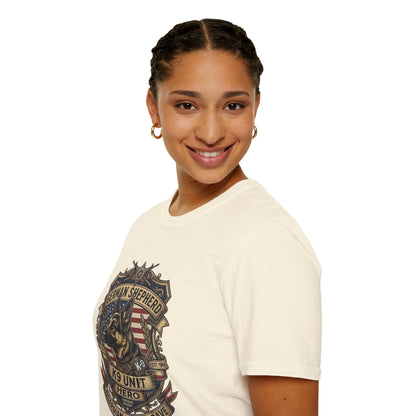 German Shepherd T-Shirt | K9 Unit Est. 1908 - Hero Police Dog Design for GSD Lovers | Gildan Softstyle 64000 Premium Tee