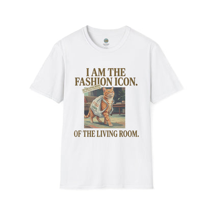 I Am The Fashion Icon Of The Living Room T-Shirt | Orange Cat in Plastic Bag | Gildan Softstyle 64000