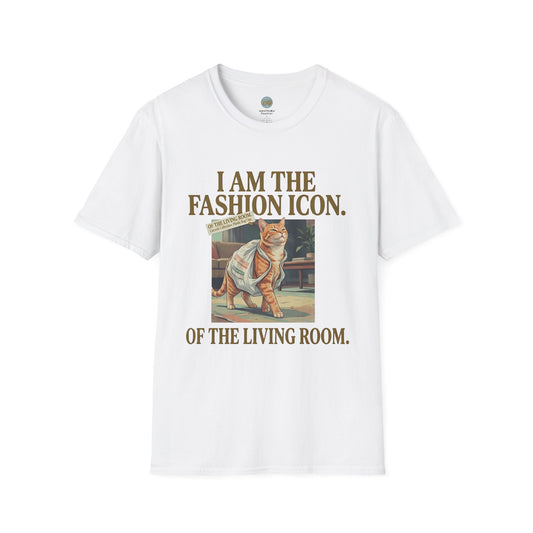 I Am The Fashion Icon Of The Living Room T-Shirt | Orange Cat in Plastic Bag | Gildan Softstyle 64000