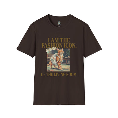 I Am The Fashion Icon Of The Living Room T-Shirt | Orange Cat in Plastic Bag | Gildan Softstyle 64000
