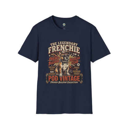 The Legendary Frenchie Vintage Bootleg T-Shirt | French Bulldog Bad to the Bone | Gildan Softstyle 64000 Premium Tee