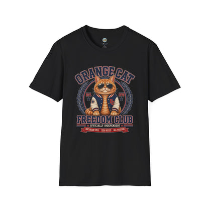 Orange Cat Freedom Club T-Shirt | One Brain Cell No Rude All Freedom | Gildan Softstyle 64000