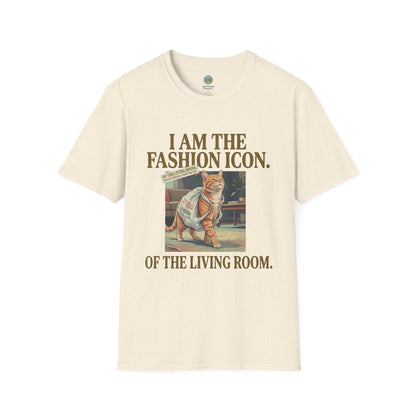I Am The Fashion Icon Of The Living Room T-Shirt | Orange Cat in Plastic Bag | Gildan Softstyle 64000