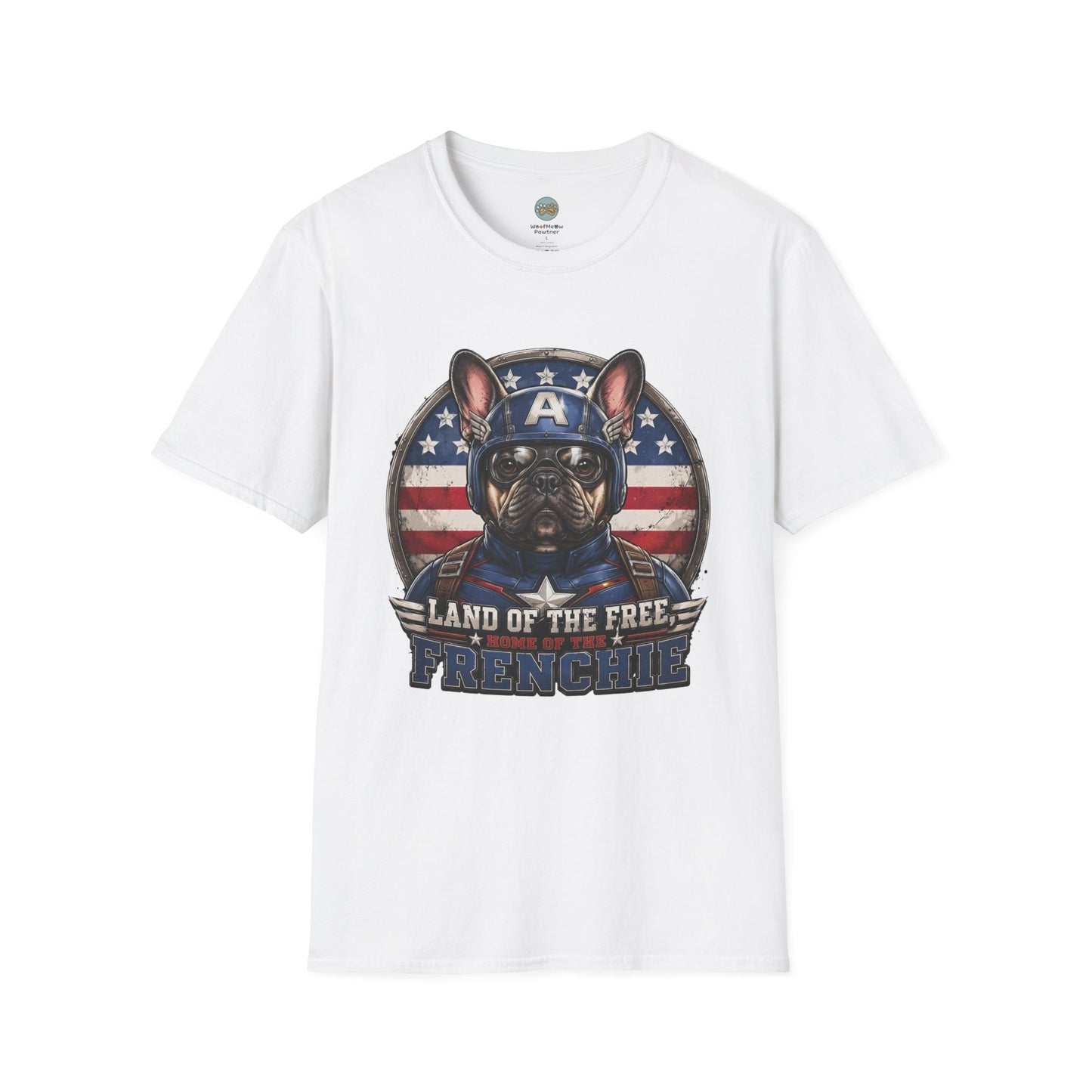 Land of the Free Home of the Frenchie T-Shirt | 4th of July French Bulldog | Gildan Softstyle 64000