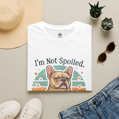 French Bulldog T-Shirt - I'm Not Spoiled My Frenchie Is Just Well Managed | Funny Frenchie with Retro Sunset Design | Gildan Softstyle 64000 Premium Tee