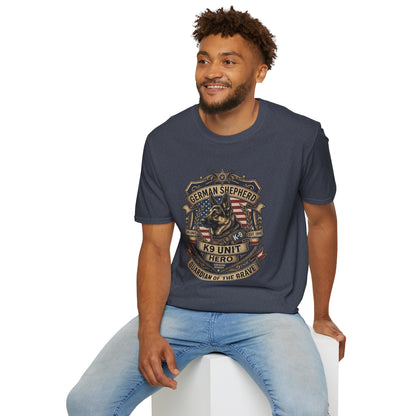 German Shepherd T-Shirt | K9 Unit Est. 1908 - Hero Police Dog Design for GSD Lovers | Gildan Softstyle 64000 Premium Tee