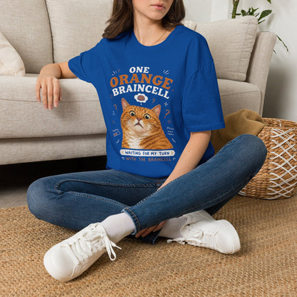 One Orange Braincell Waiting For My Turn T-Shirt | Orange Cat Meme | Gildan Softstyle 64000