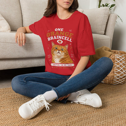 One Orange Braincell Waiting For My Turn T-Shirt | Orange Cat Meme | Gildan Softstyle 64000