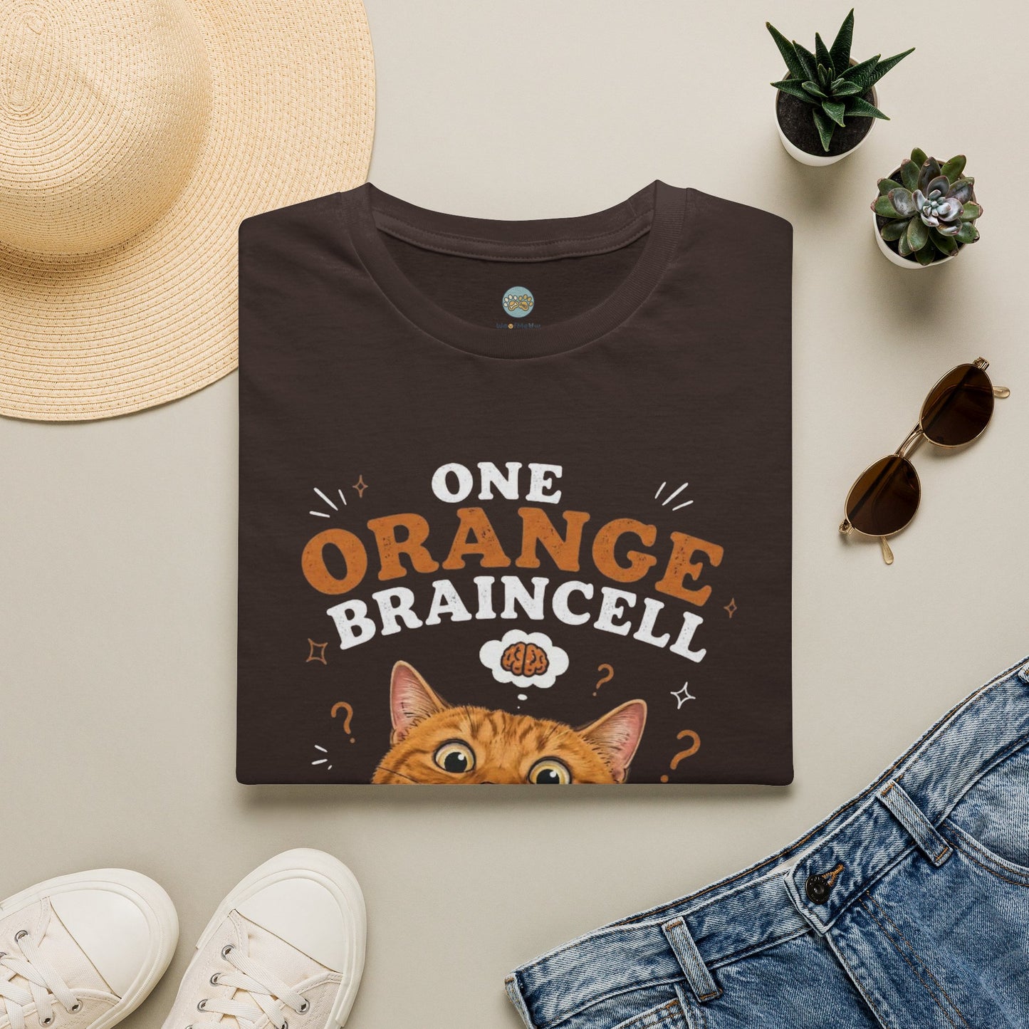 One Orange Braincell Waiting For My Turn T-Shirt | Orange Cat Meme | Gildan Softstyle 64000