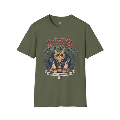 1776 Orange Cat Club T-Shirt | Officially Independent American Cat Design | Gildan Softstyle 64000