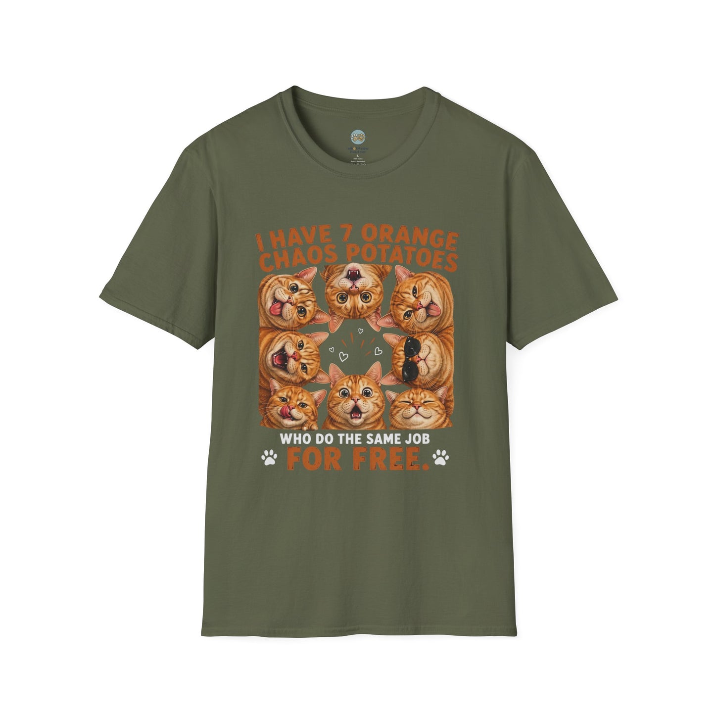 I Have 7 Orange Chaos Potatoes T-Shirt | Orange Cat Squad | Gildan Softstyle 64000
