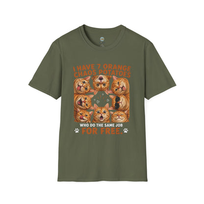 I Have 7 Orange Chaos Potatoes T-Shirt | Orange Cat Squad | Gildan Softstyle 64000