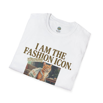 I Am The Fashion Icon Of The Living Room T-Shirt | Orange Cat in Plastic Bag | Gildan Softstyle 64000